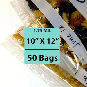 10X12 inches Gallon Zipper Storage Bags w/ White Strips 1.75 Mil LDPE