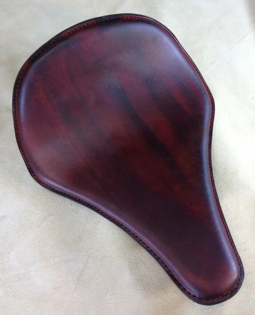 10x14 Spring Seat Chopper Harley Sportster Dyna Long Nose Brown Leather Made USA