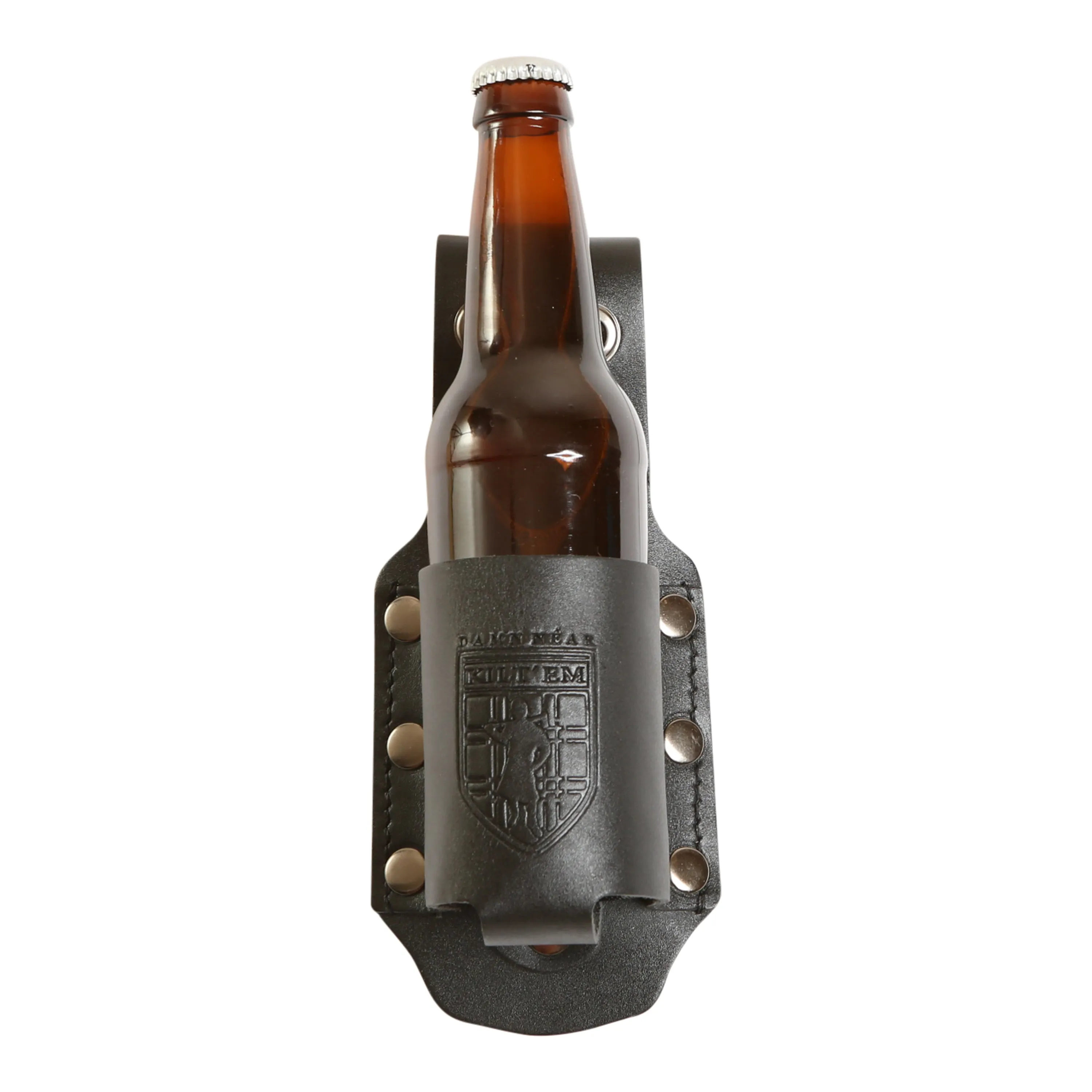 12 oz Standard Bottle Holder - Black Leather