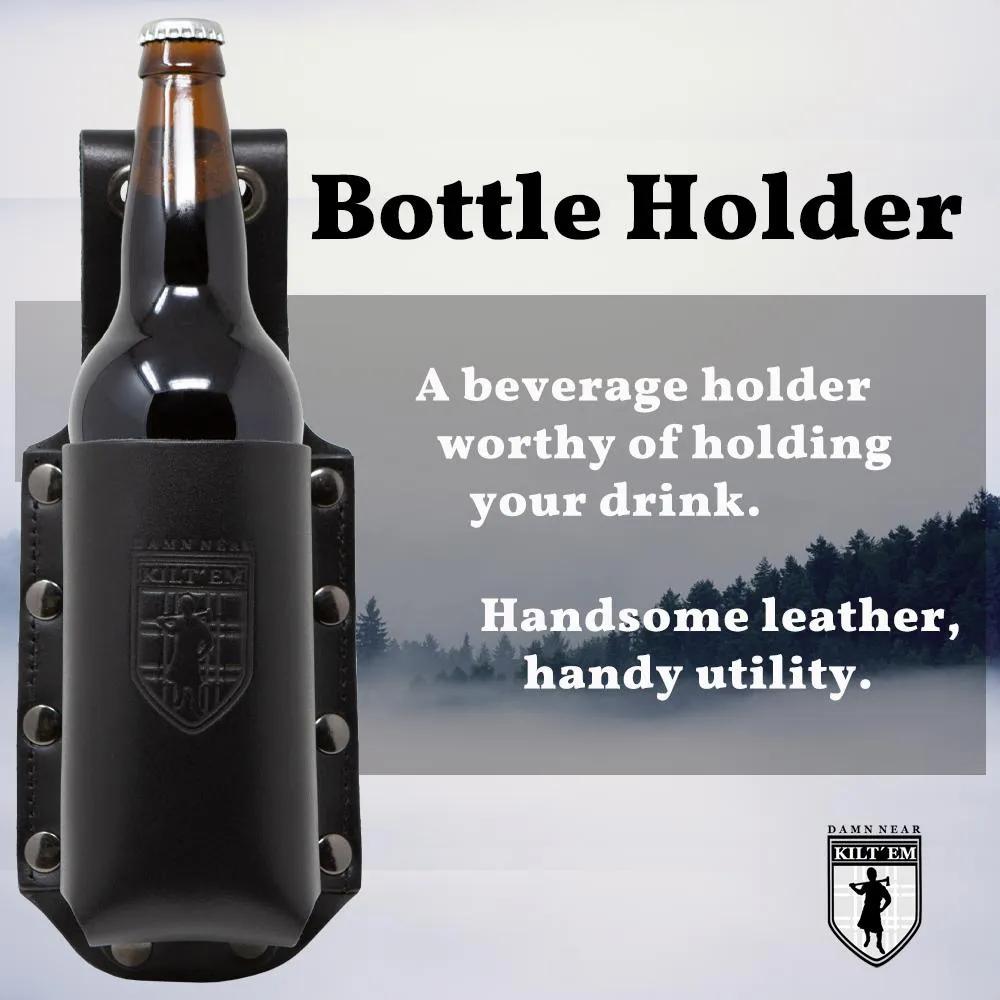 12 oz Standard Bottle Holder - Black Leather