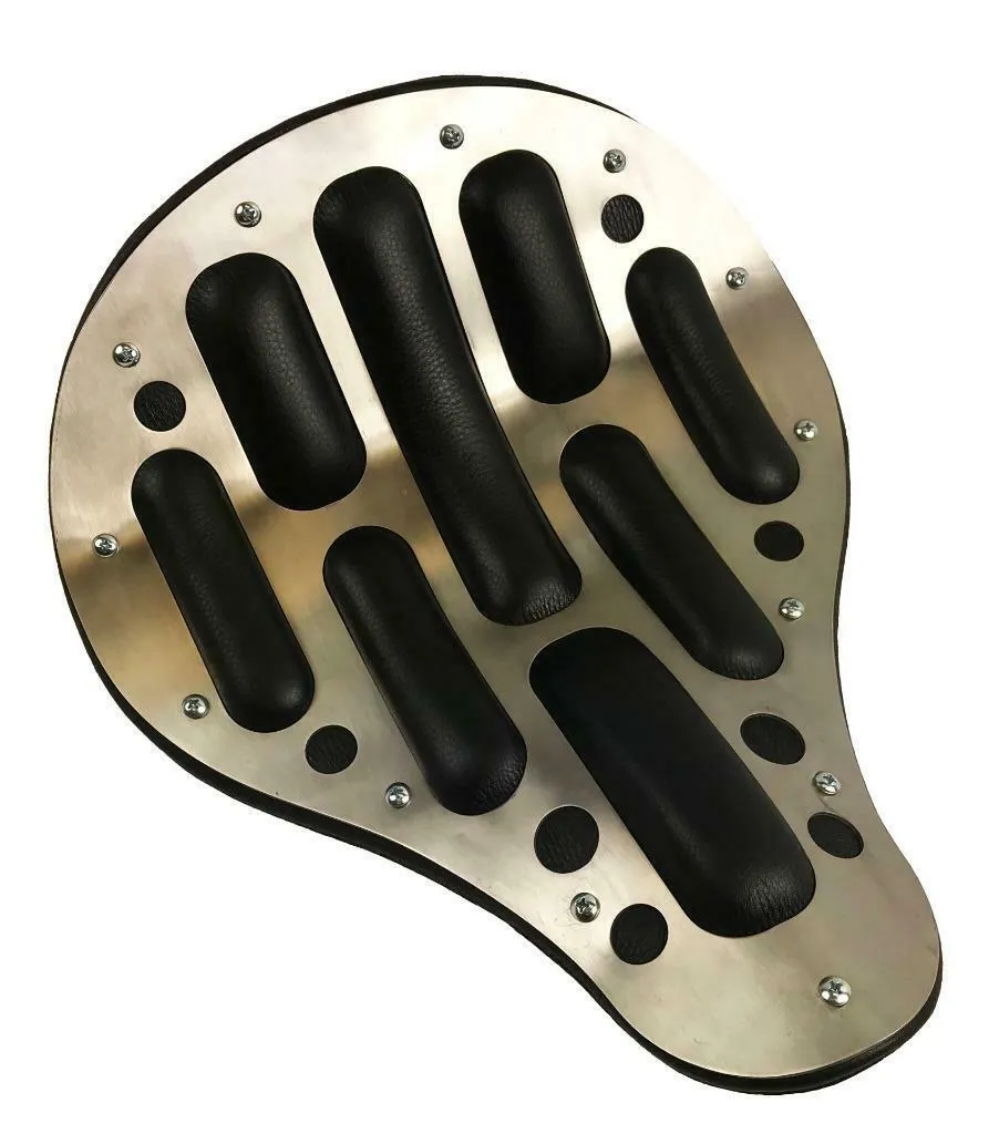 13x15 Seat Chopper Harley Softail Dyna Easy Rider Stainless Steel Black Leather