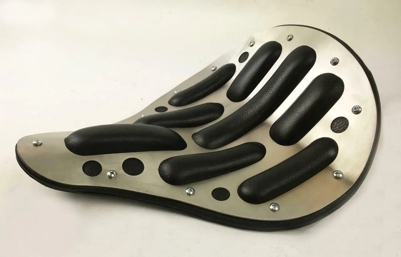 13x15 Seat Chopper Harley Softail Dyna Easy Rider Stainless Steel Black Leather