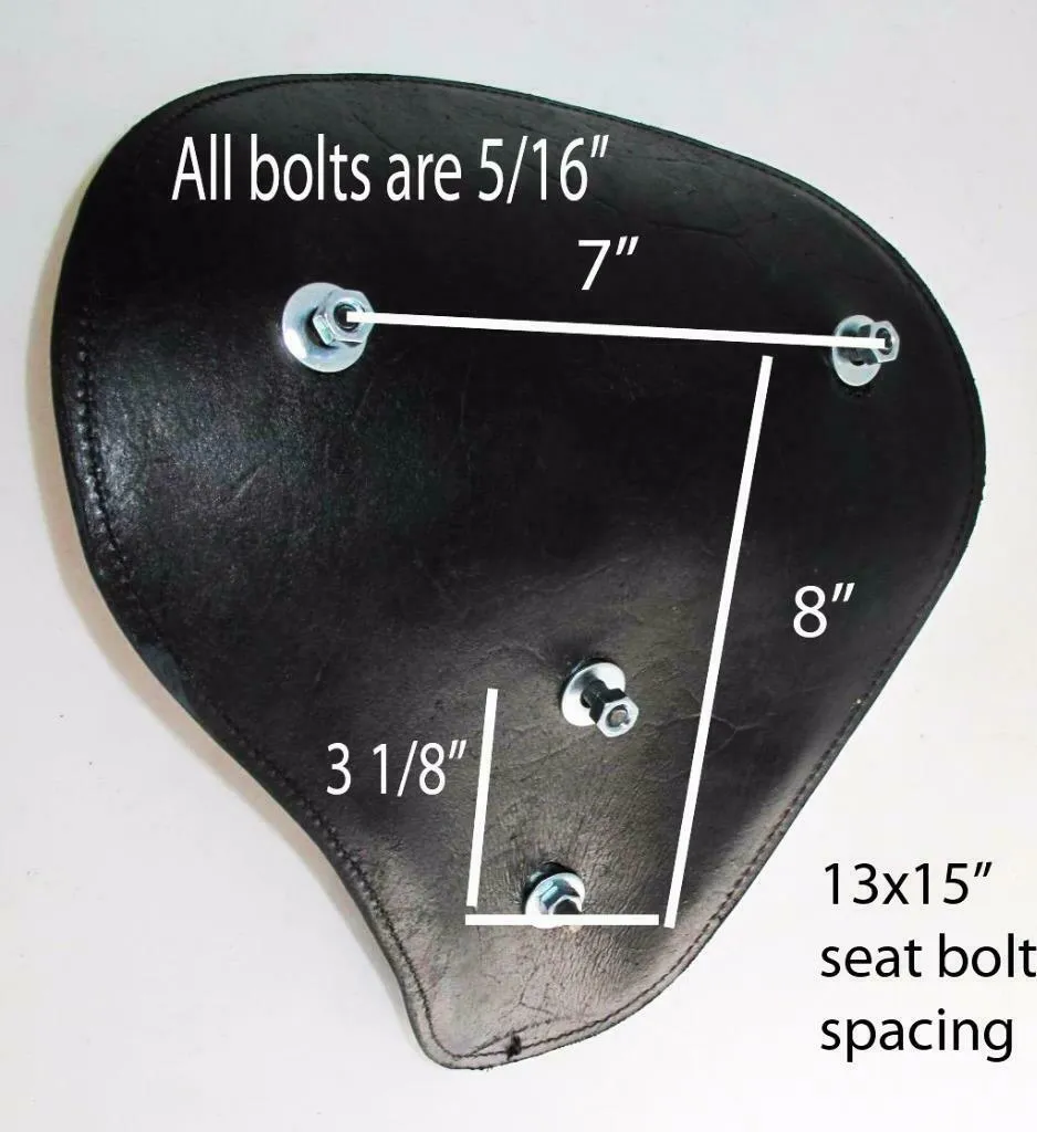 13x15 Seat Chopper Harley Softail Dyna Easy Rider Stainless Steel Black Leather