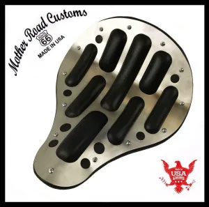 13x15 Seat Chopper Harley Softail Dyna Easy Rider Stainless Steel Black Leather
