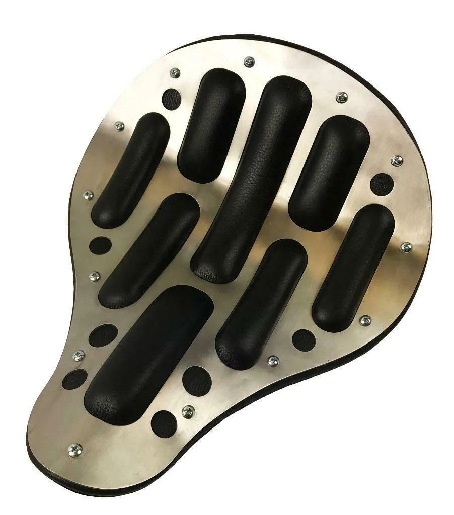 13x15 Seat Chopper Harley Softail Dyna Easy Rider Stainless Steel Black Leather