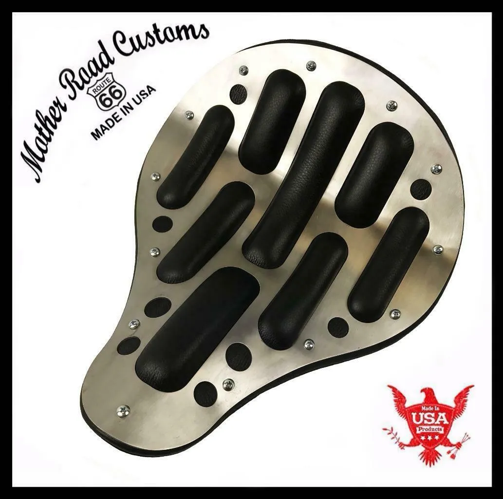 13x15 Seat Chopper Harley Softail Dyna Easy Rider Stainless Steel Black Leather