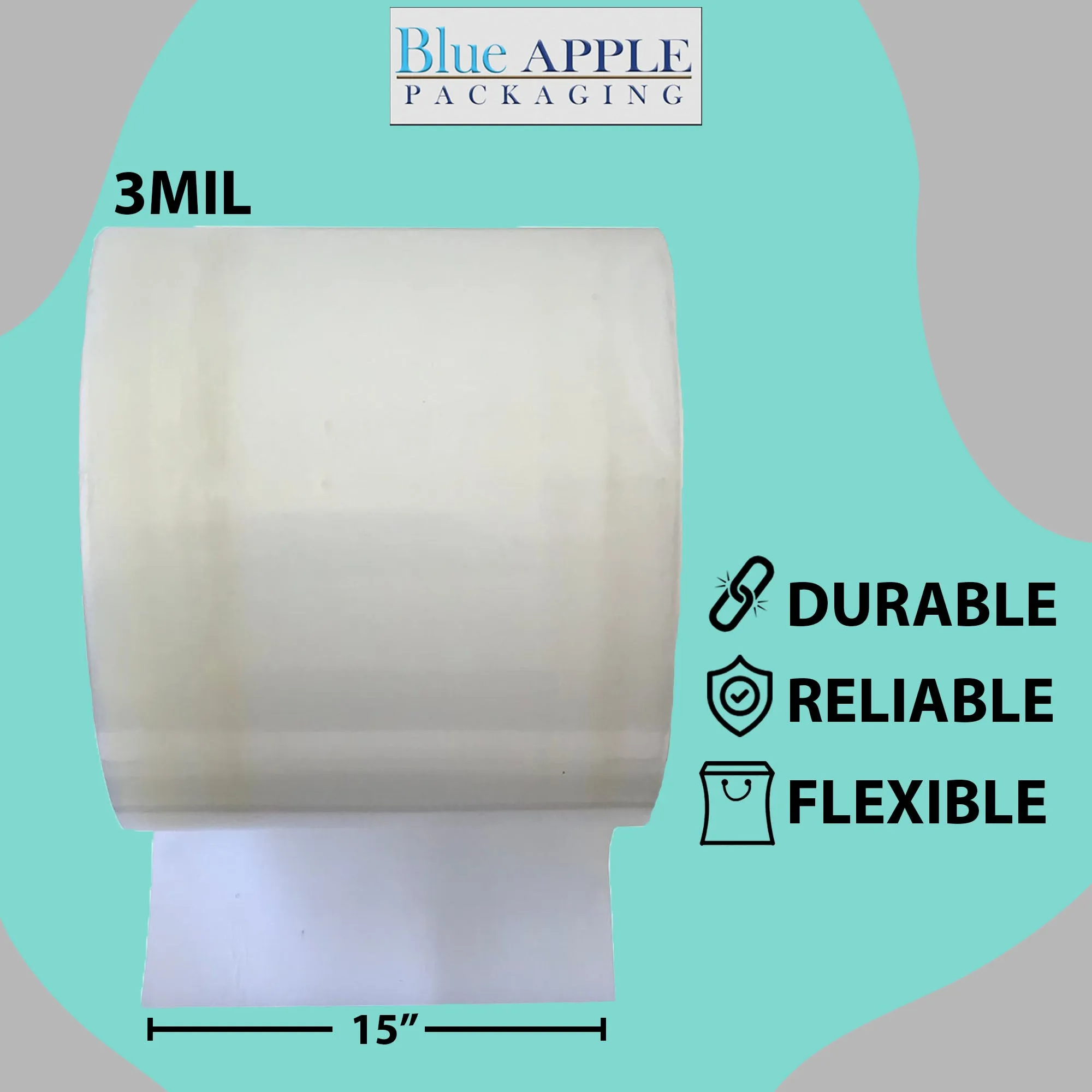 15 inch x 1450ft Poly Tubing Roll 3 Mil LDPE Low Density