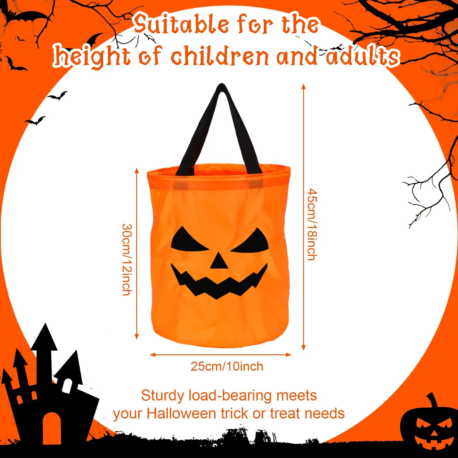 2 Pieces LED Halloween Candy Bags Light Large Halloween Party Pumpkin Ghost Bags Collapsible Trick or Treat Bags Multipurpose Reusable Halloween Bucket for Kids Birthday Party Goodie Goody, Orange