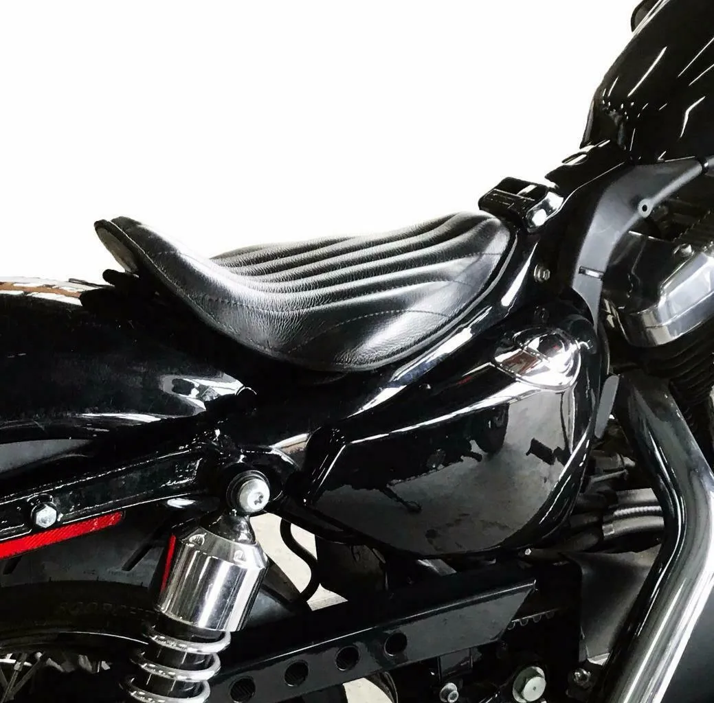 2010-2022 Harley Sportster On The Frame Seat Kick UP Blk Tuck Roll Leather Seat
