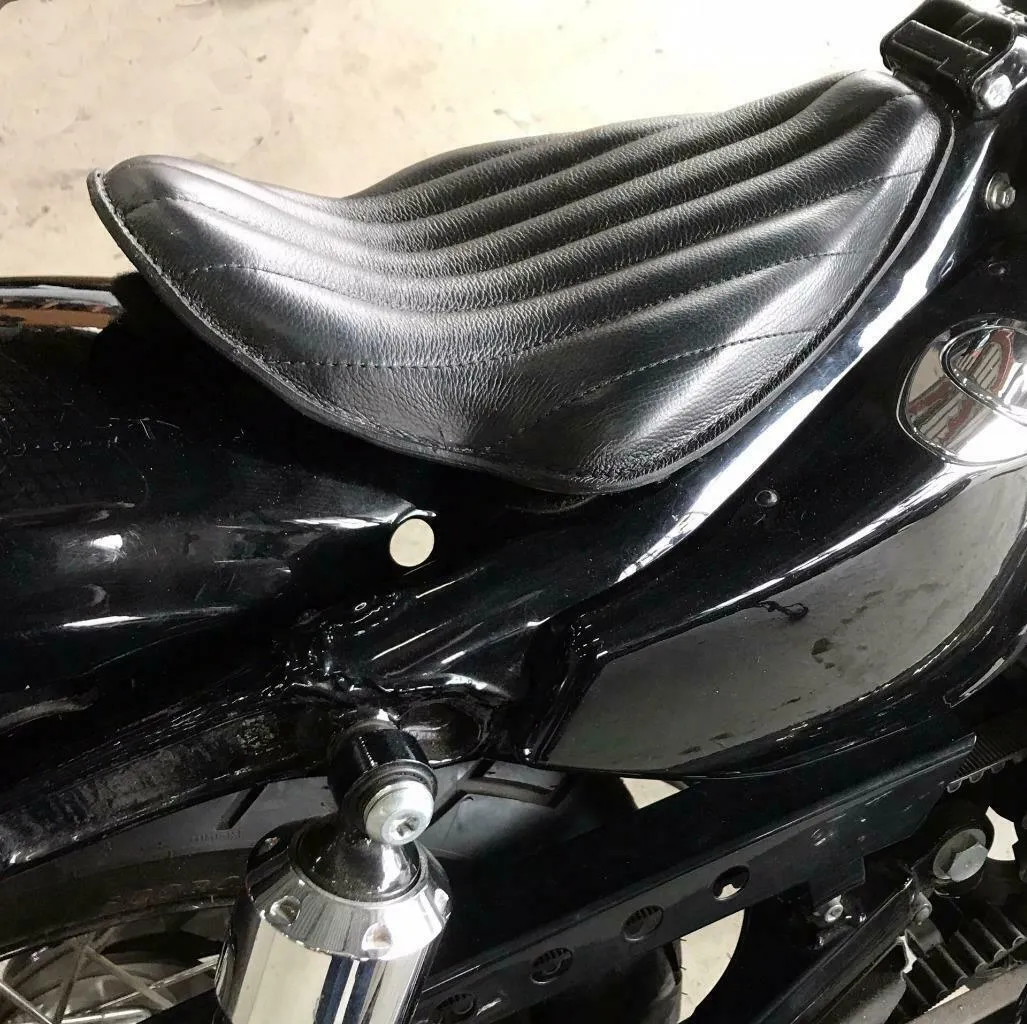 2010-2022 Harley Sportster On The Frame Seat Kick UP Blk Tuck Roll Leather Seat