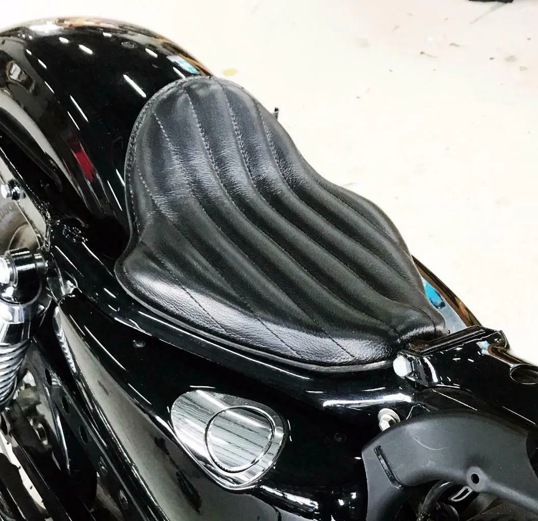 2010-2022 Harley Sportster On The Frame Seat Kick UP Blk Tuck Roll Leather Seat