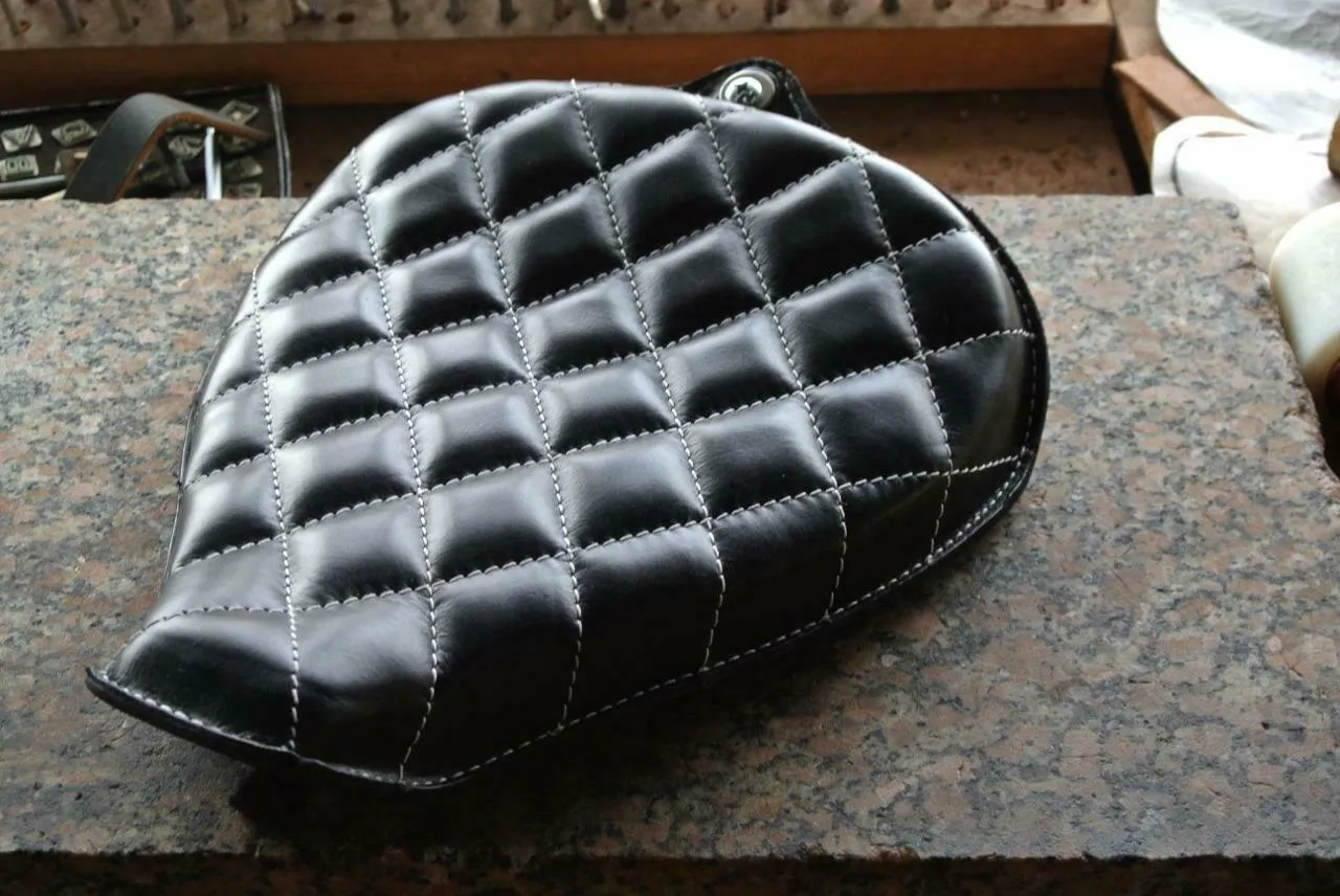 2010-2022  Sportster Harley On Frame Leather Seat Black White Stitch All Models