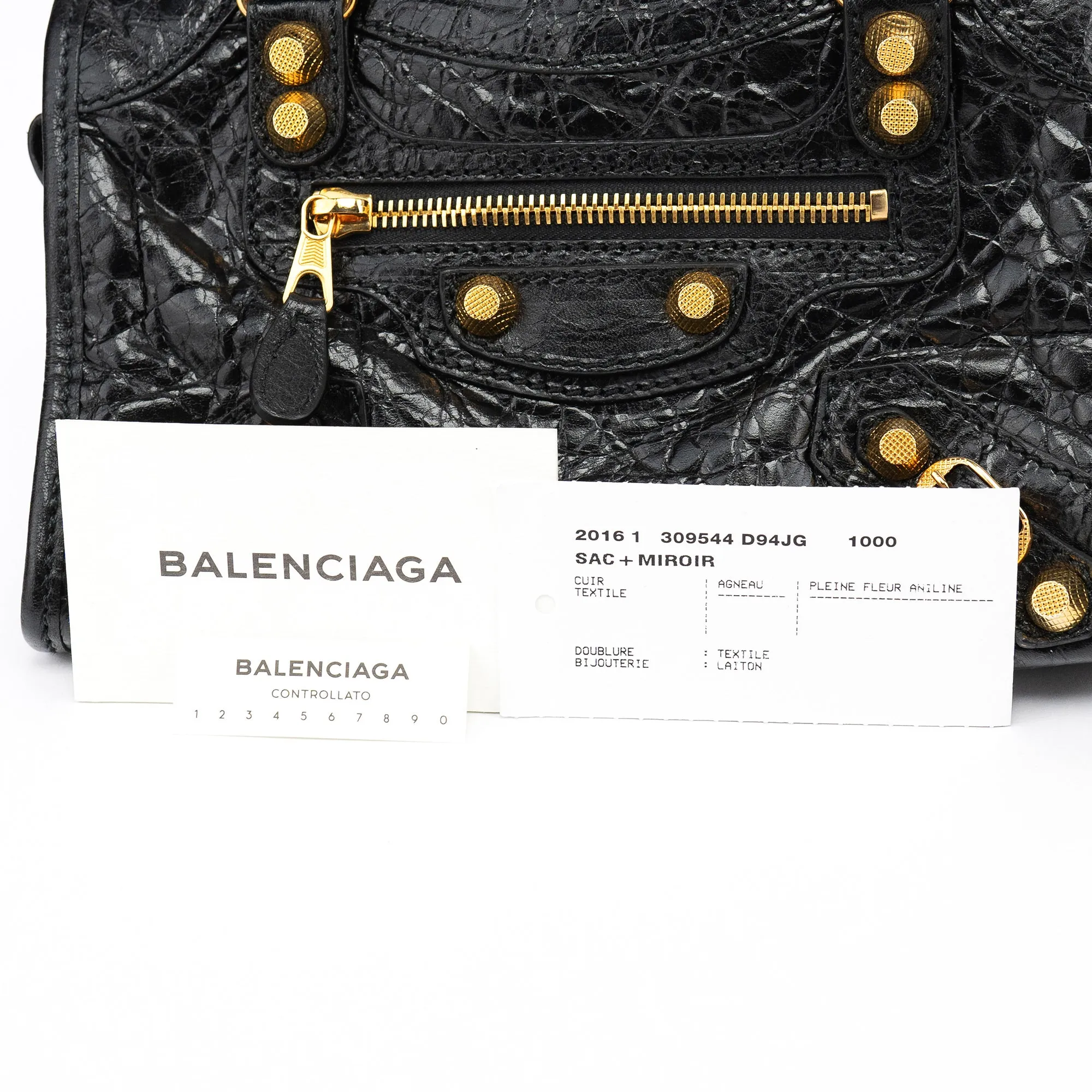 309544 Black Lambskin Mini City Bag