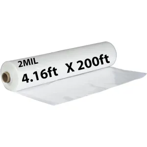 4.16ftX200ft Clear Poly Tarp 2 Mil Low Density LDPE 1 Roll