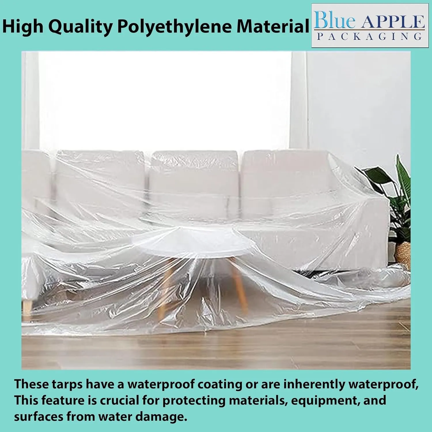 4.16ftX200ft Clear Poly Tarp 2 Mil Low Density LDPE 1 Roll