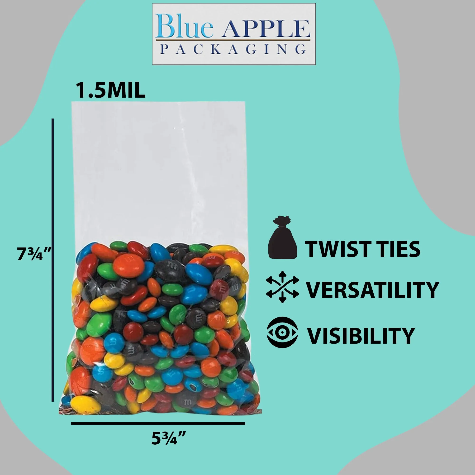 5.75X7.75 inches Polypropylene Bags 1.5 Mil Clear Flat