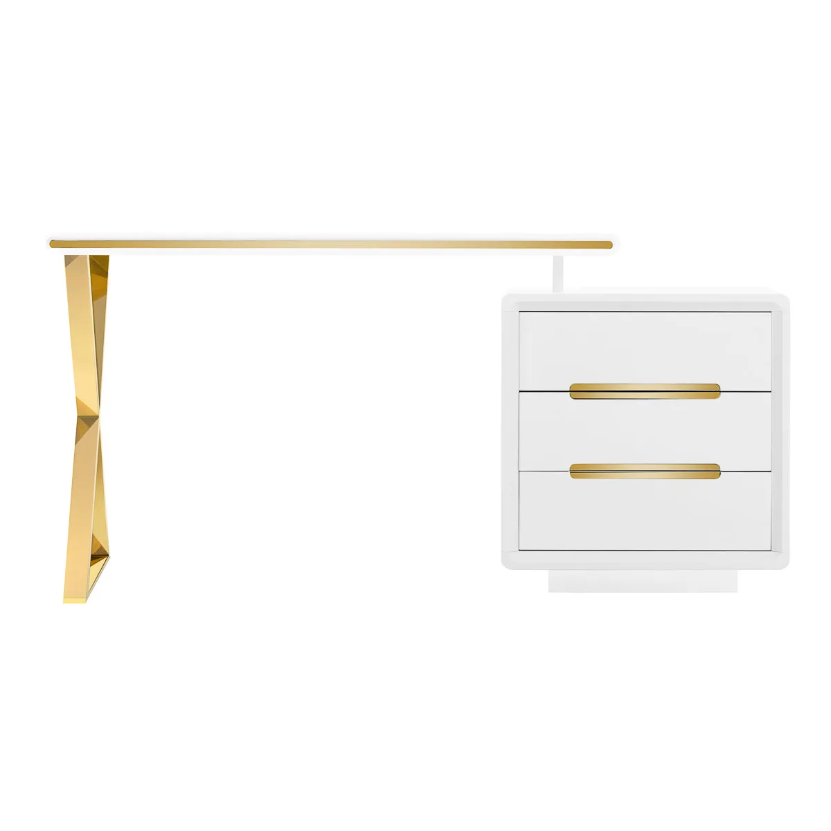 ActiveShop Cosmetic Desk Manicure 3309G Gold & White