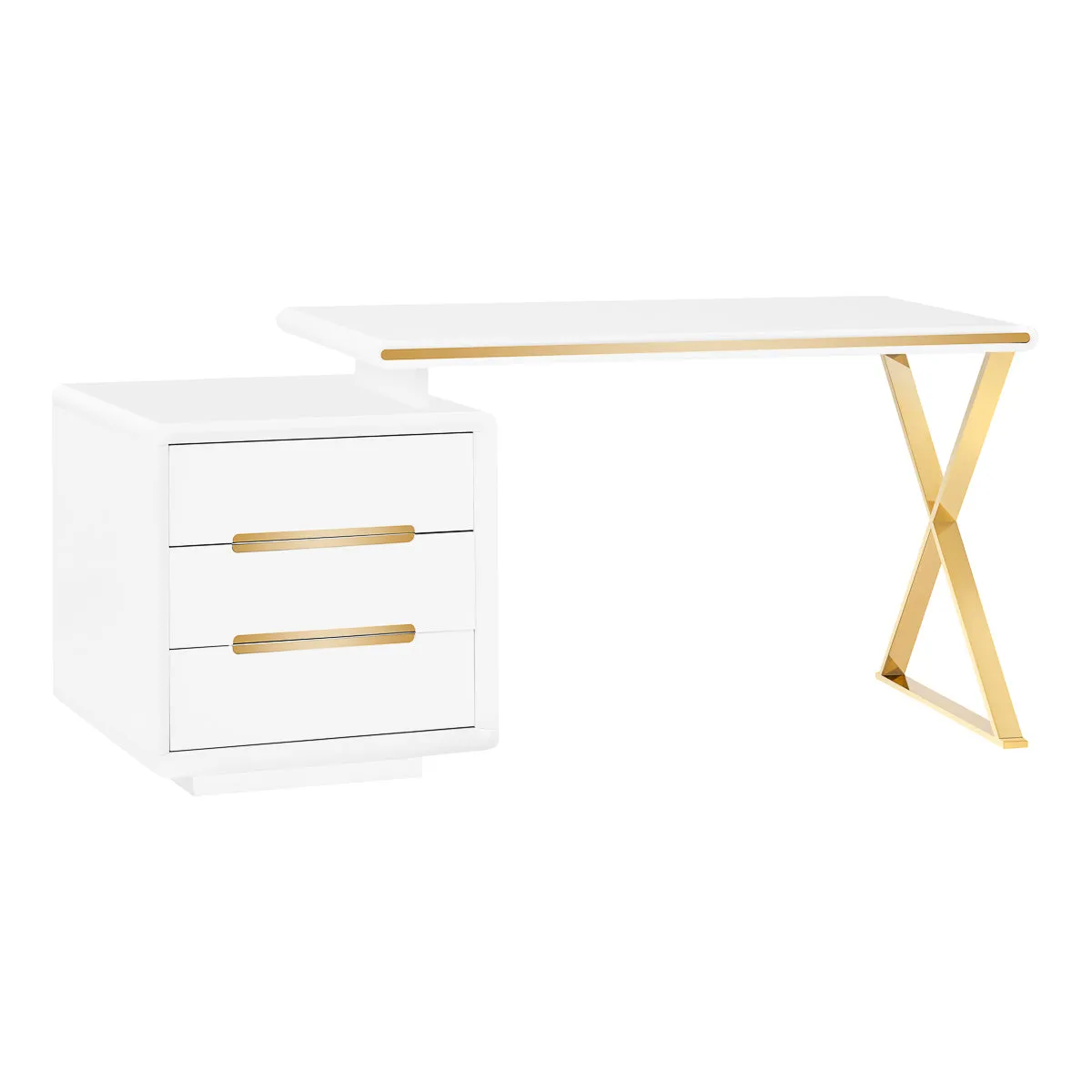 ActiveShop Cosmetic Desk Manicure 3309G Gold & White