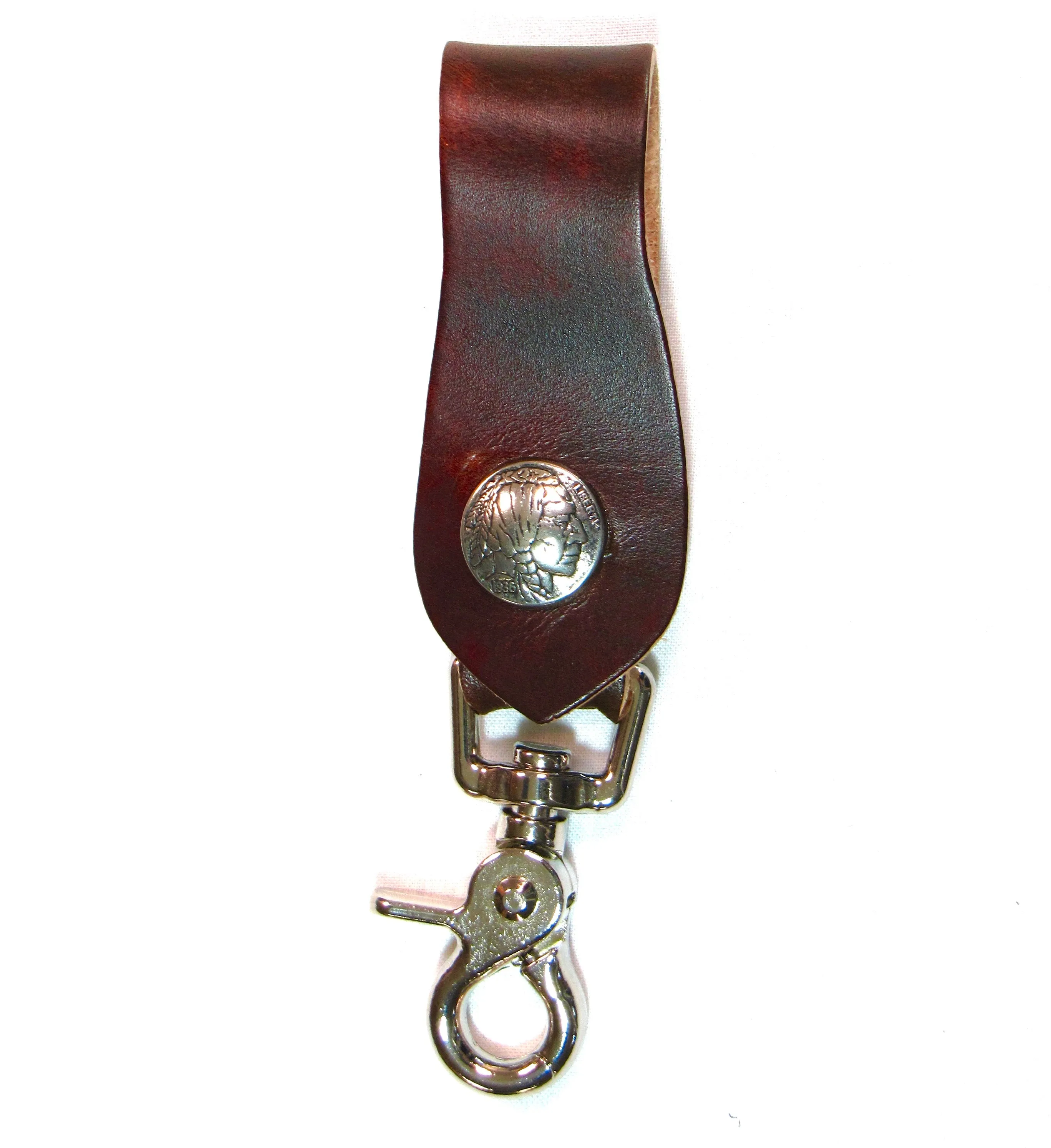 AIN07  Antique Finish Claw Hook Key Fob- Indian Head Nickel