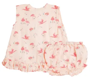 Angel Dear Flamingo Muslin Ruffle Top & Bloomer Set