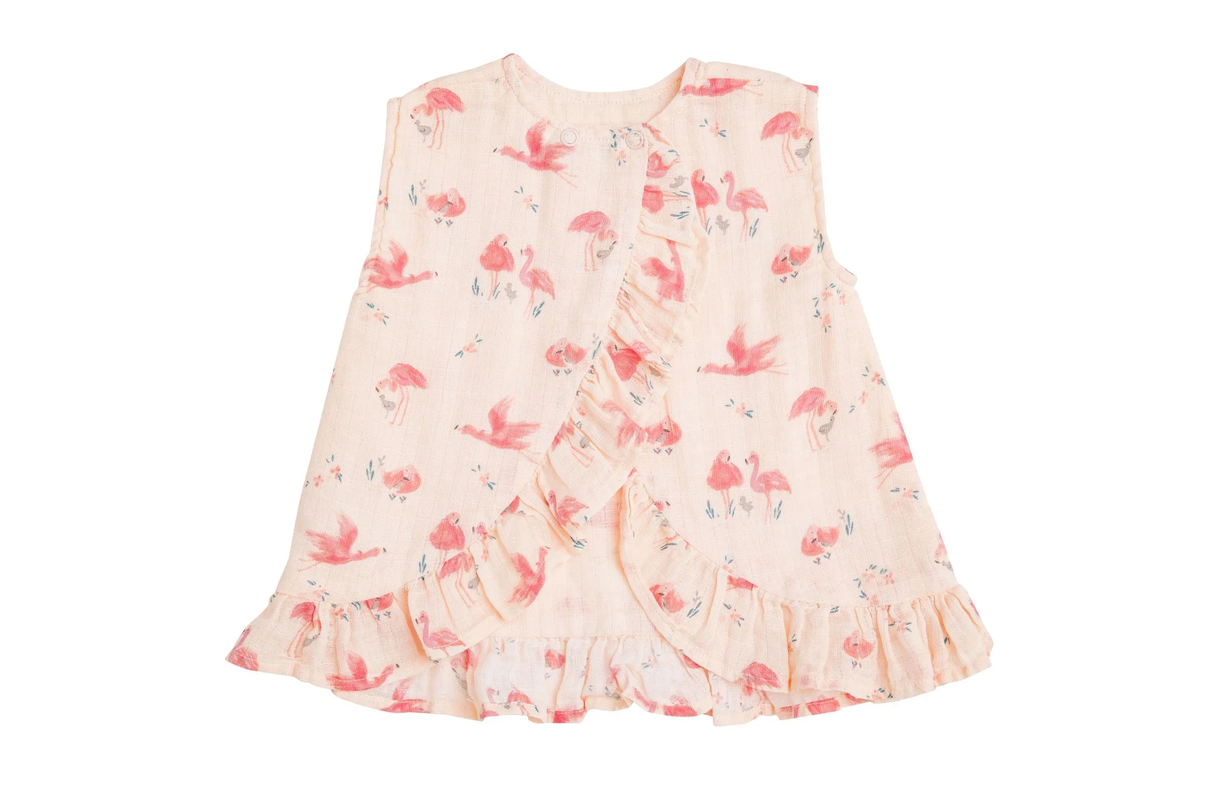 Angel Dear Flamingo Muslin Ruffle Top & Bloomer Set