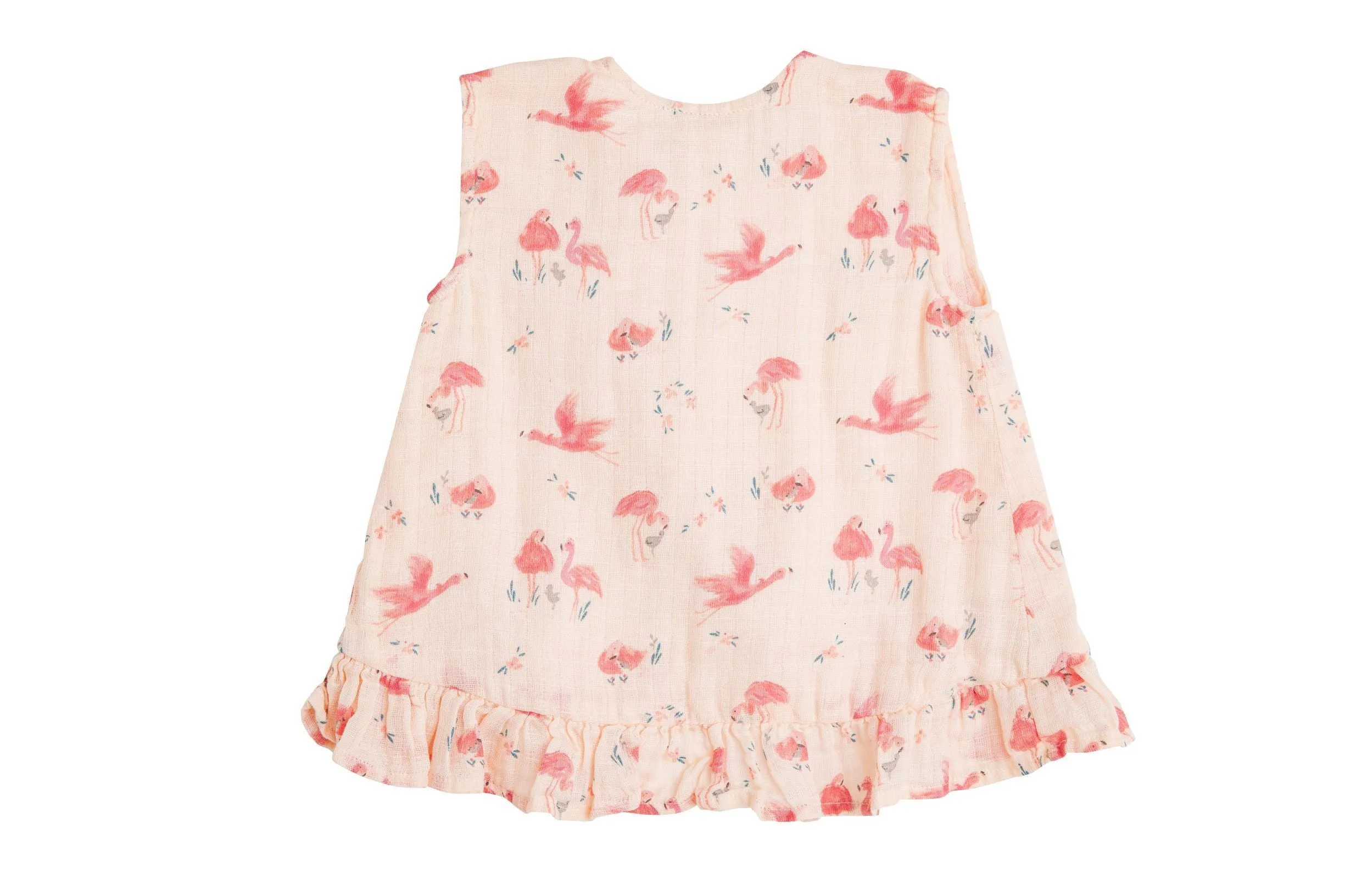 Angel Dear Flamingo Muslin Ruffle Top & Bloomer Set