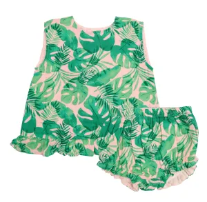 Angel Dear Tropical Leaves Ruffle Top & Bloomer Set