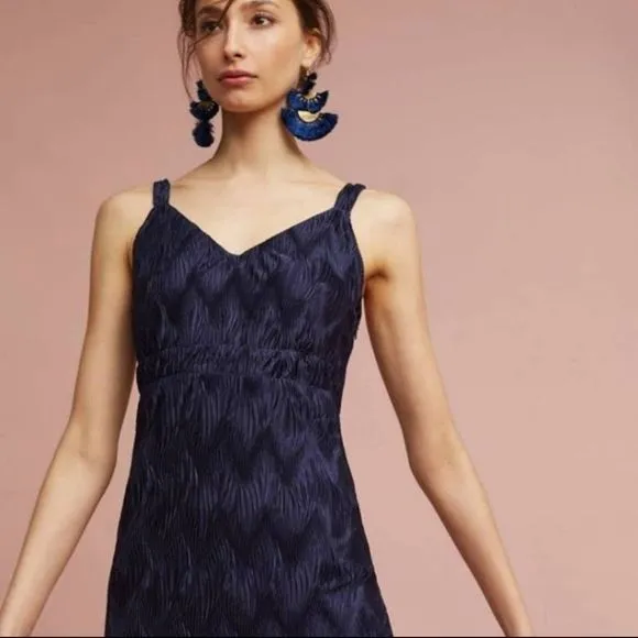 Anthropolgie Eri   Ali Navy Blue Crinkle Dress
