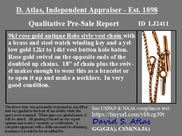 Antique Watch Chain, with Key Fob