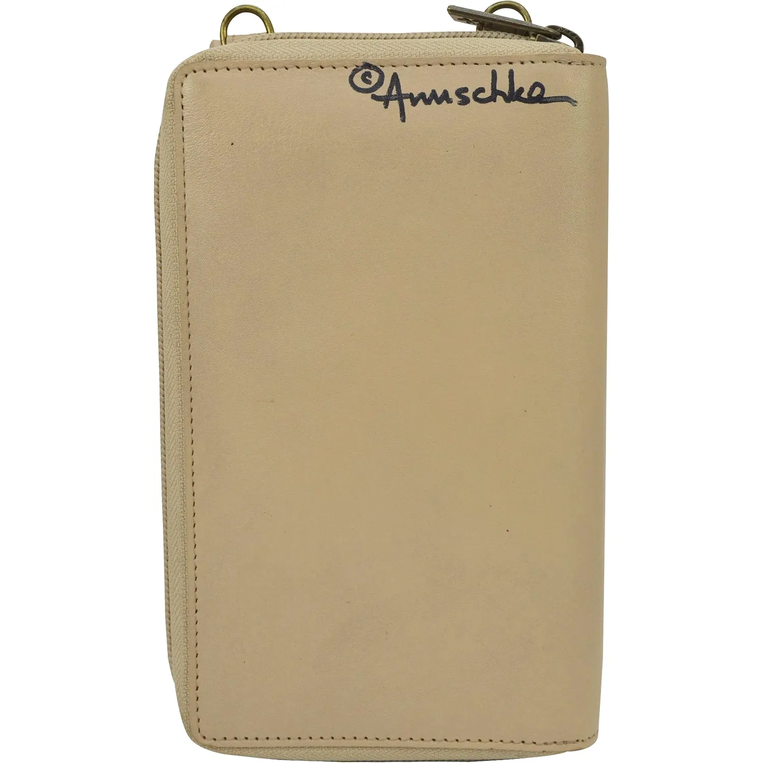 Anuschka Crossbody Phone Case Flower Garden Almond Leather
