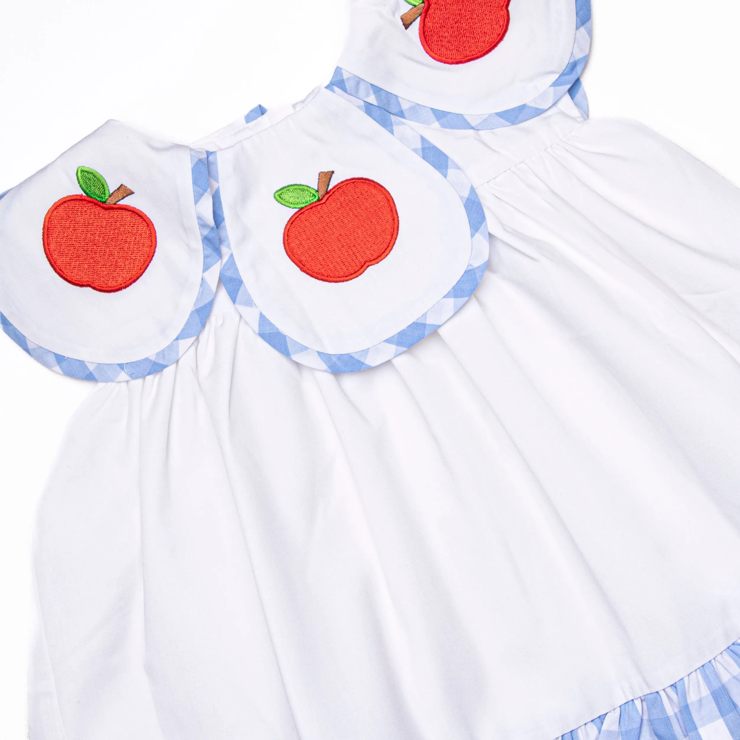 Apple Peel Petals Embroidered Diaper Set, Blue