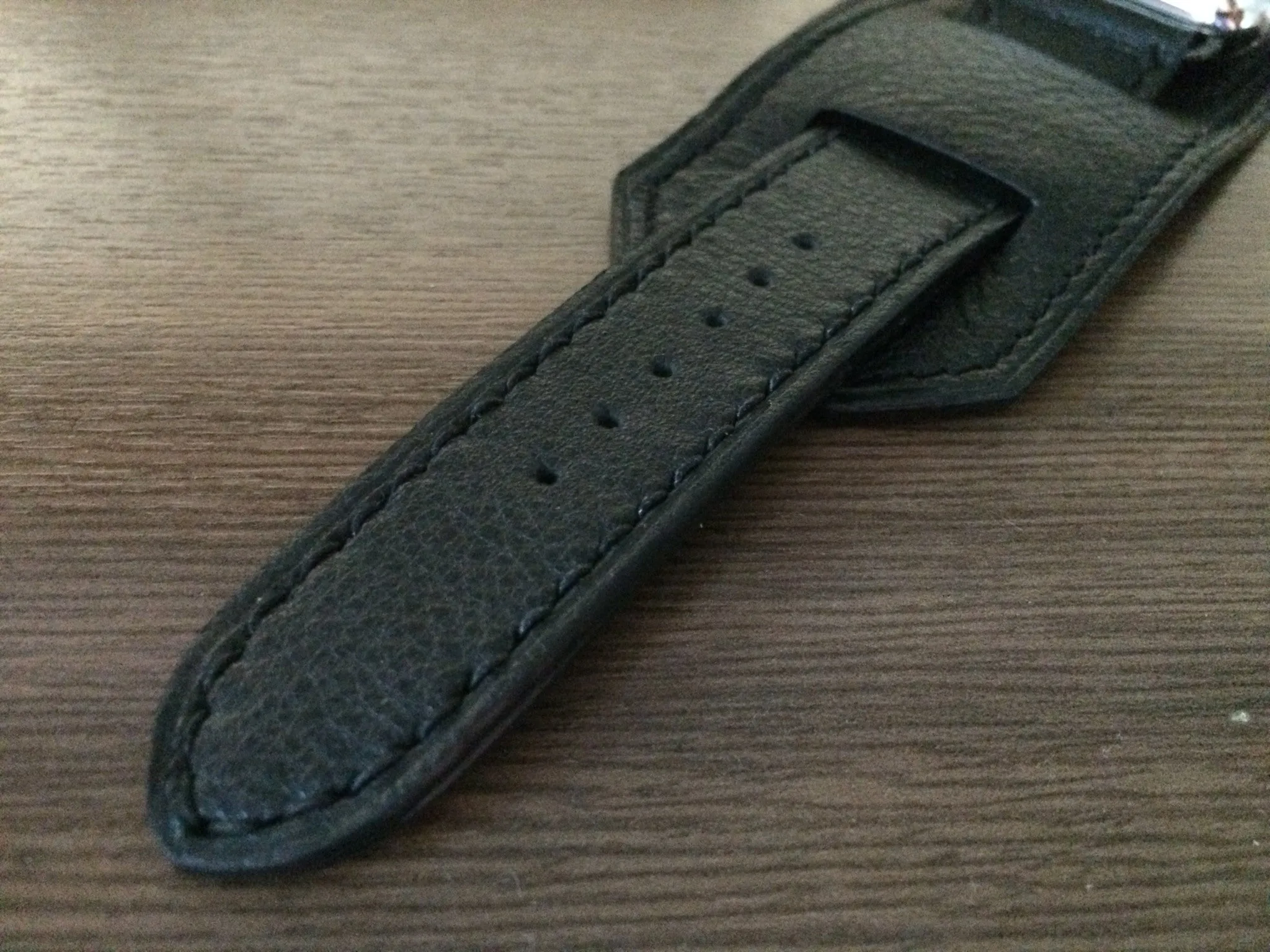 Apple Watch 49mm 45mm 44mm Watch Band, Black Genuine Leather Smartwatch Band, iWatch Series 6 Straps, Samsung Galaxy Watch Band