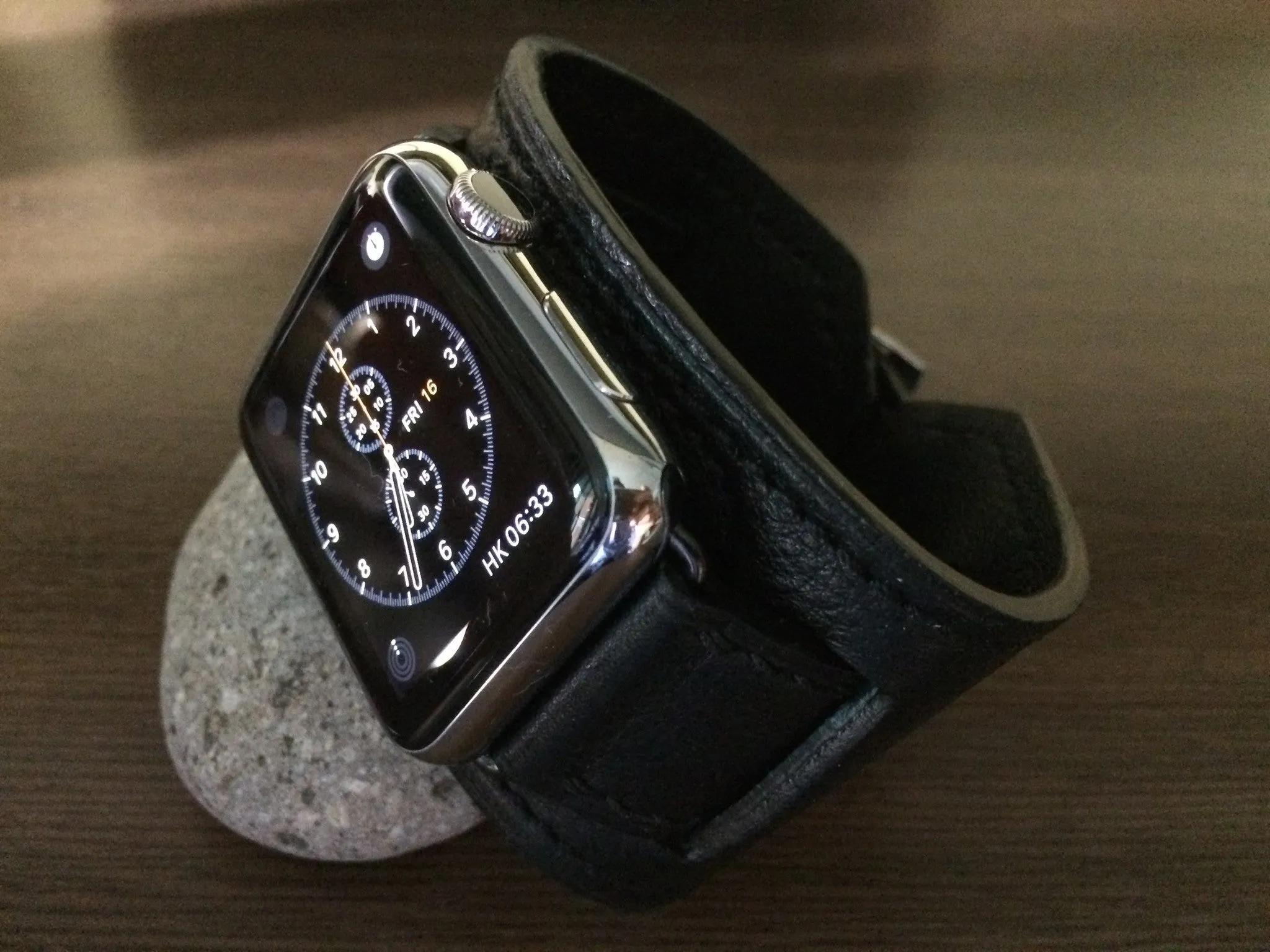 Apple Watch 49mm 45mm 44mm Watch Band, Black Genuine Leather Smartwatch Band, iWatch Series 6 Straps, Samsung Galaxy Watch Band