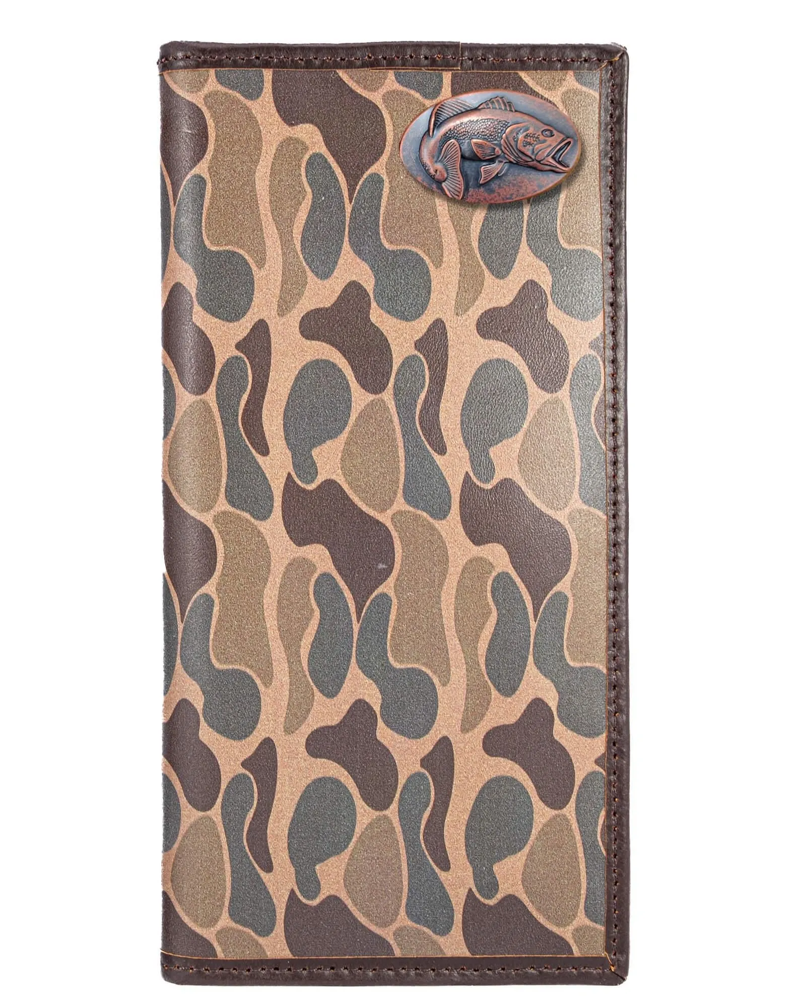 Bass Men's Secretary Old School Camo Leather Wallet.