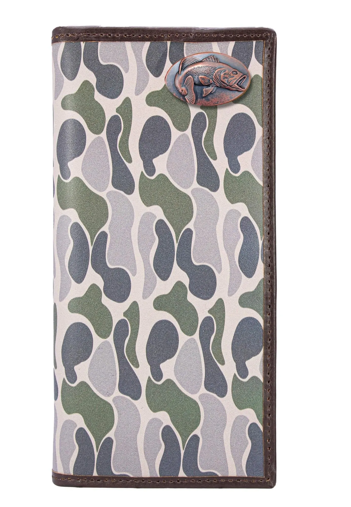 Bass Men's Secretary Old School Camo Leather Wallet.