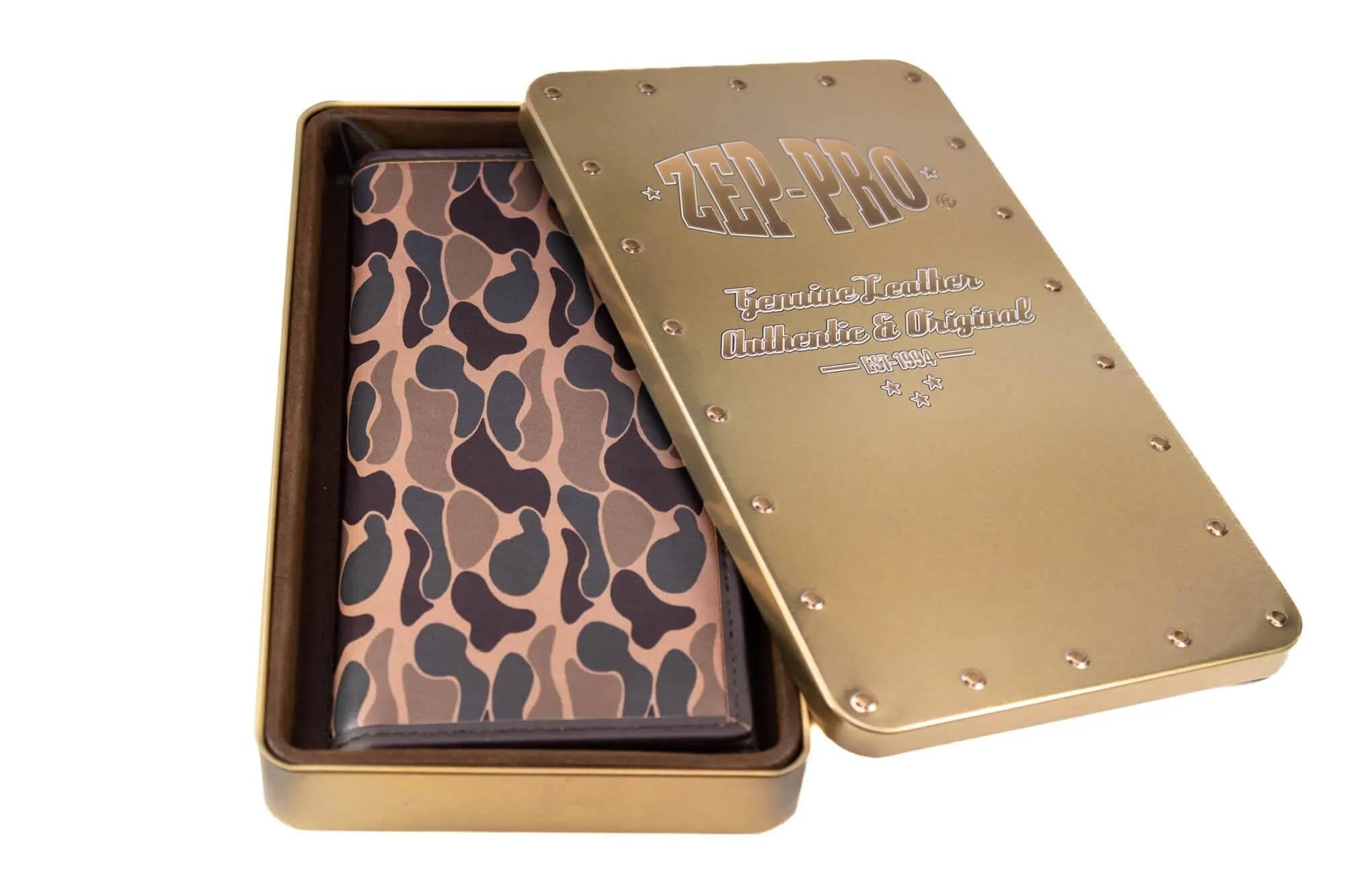 Bass Men's Secretary Old School Camo Leather Wallet.