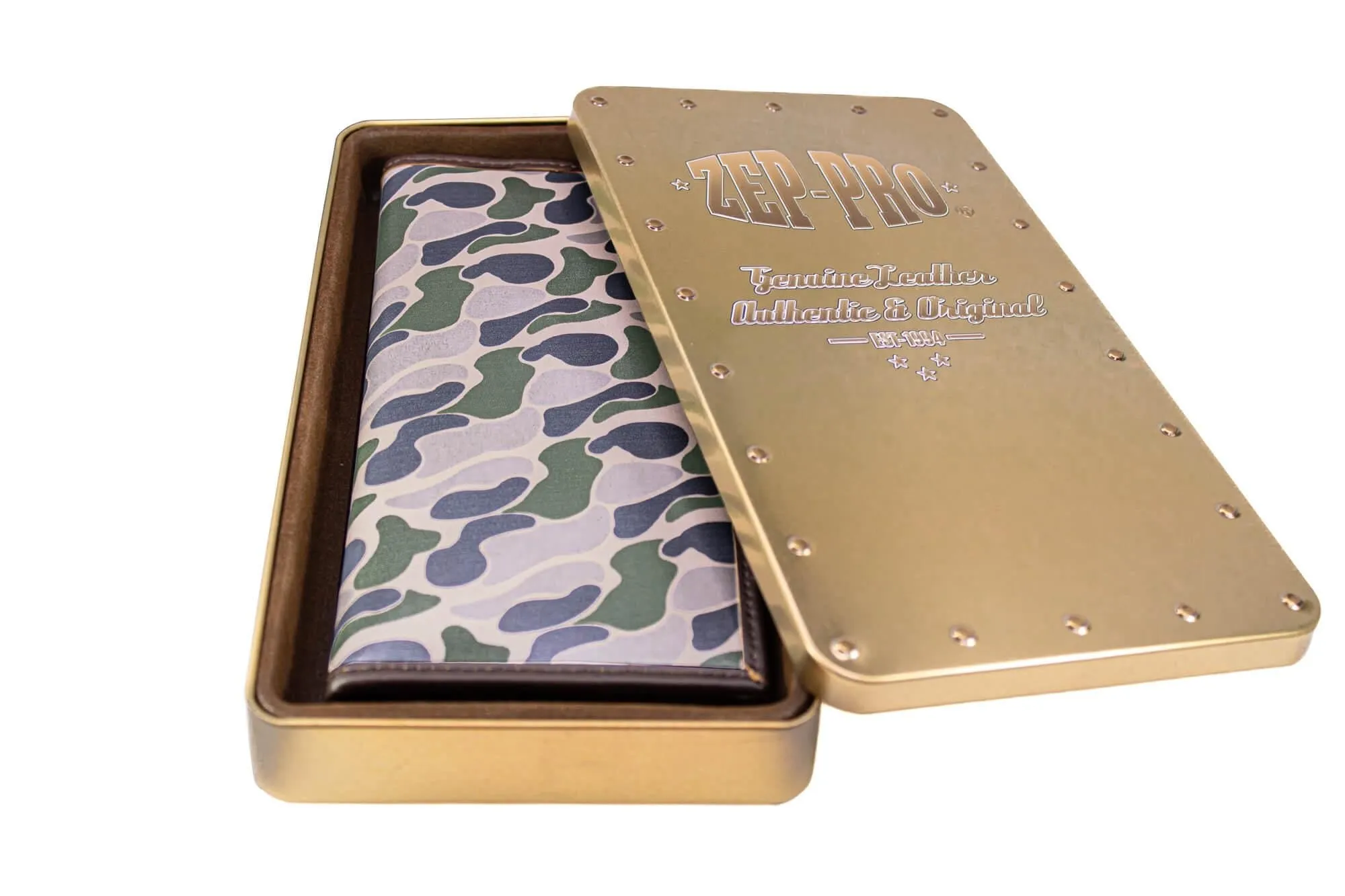 Bass Men's Secretary Old School Camo Leather Wallet.