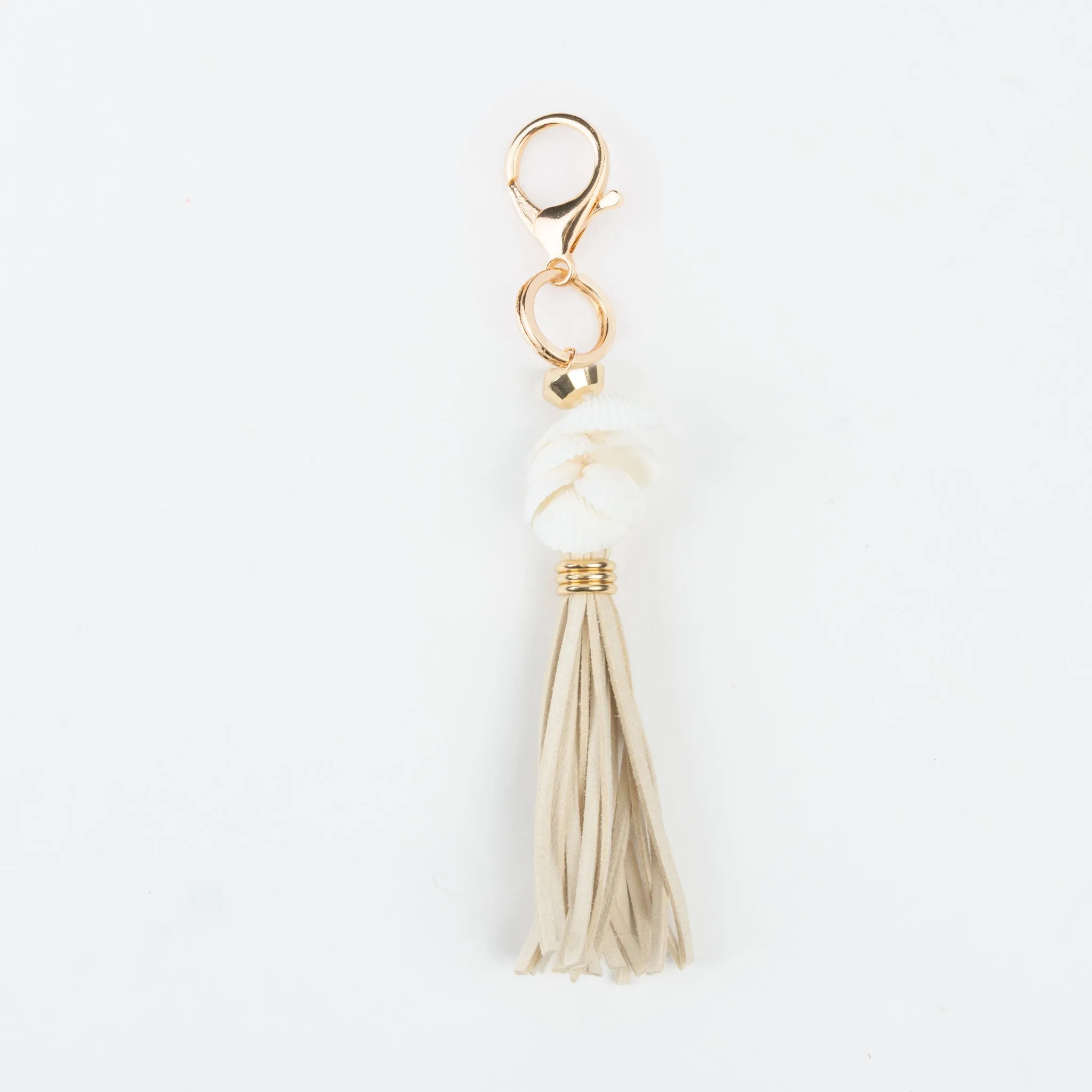Belen Leather Tassel Shell Key Chain