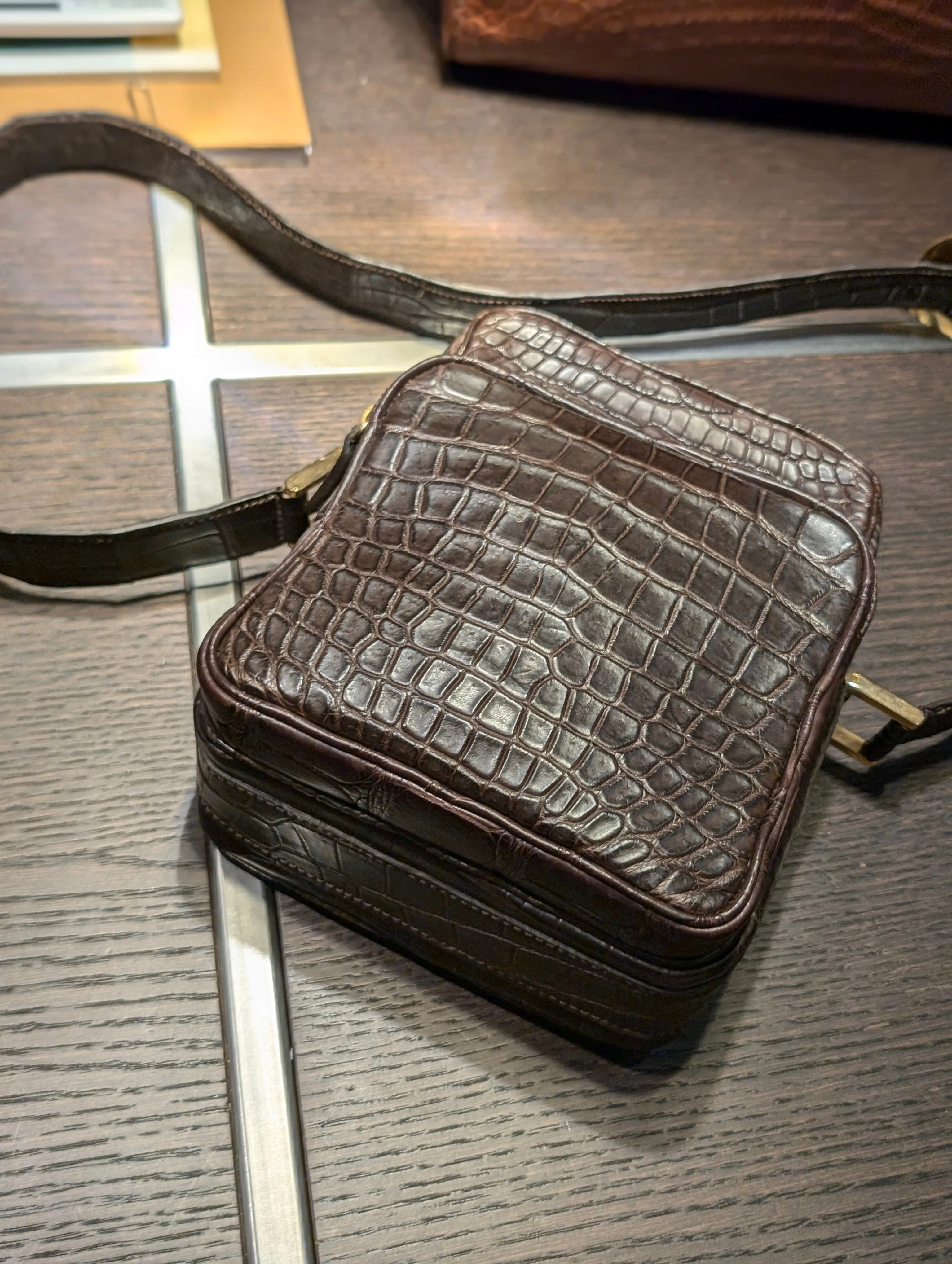 Bespoke Crossbody Bag - Brown Crocodile