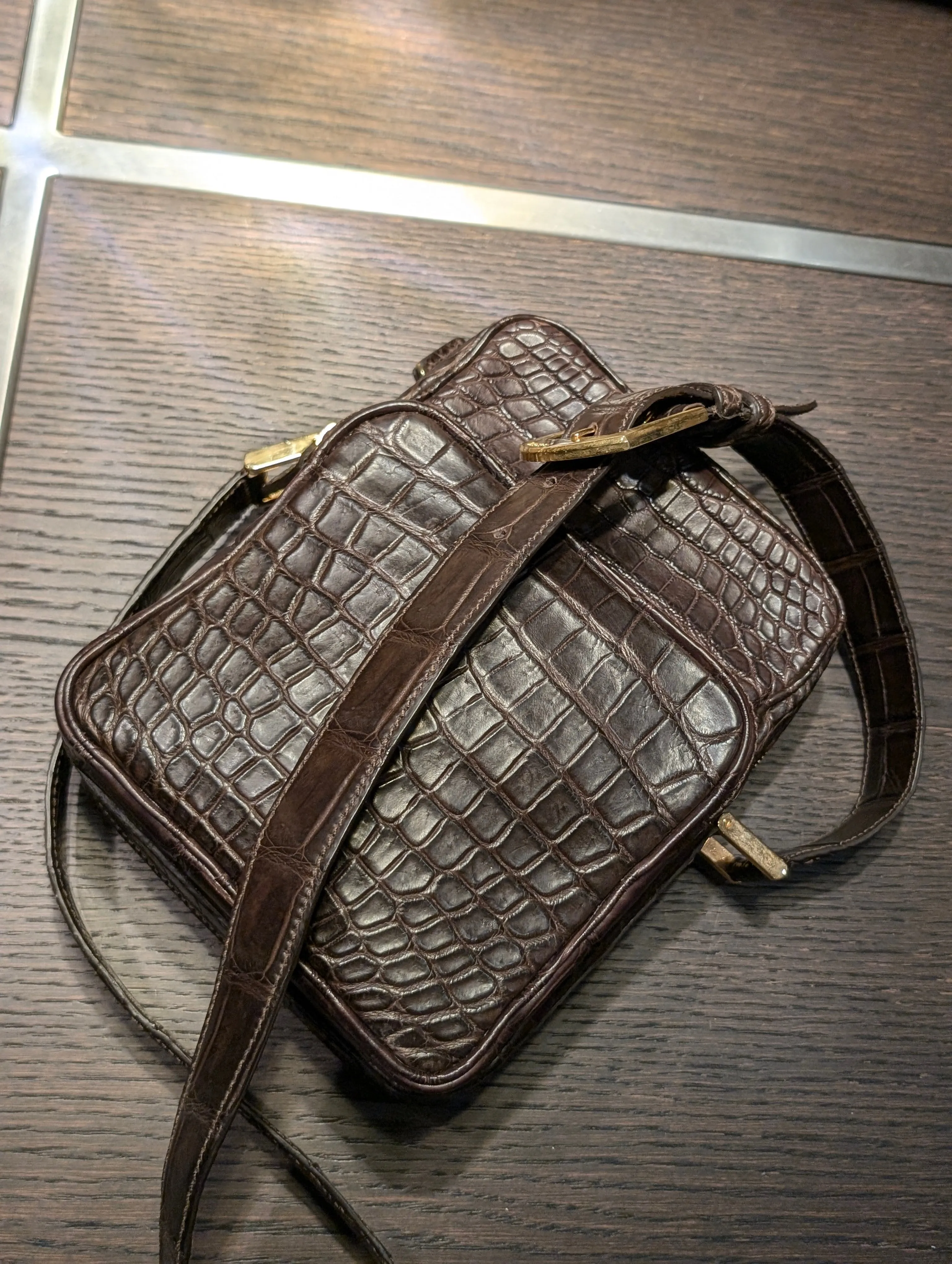 Bespoke Crossbody Bag - Brown Crocodile