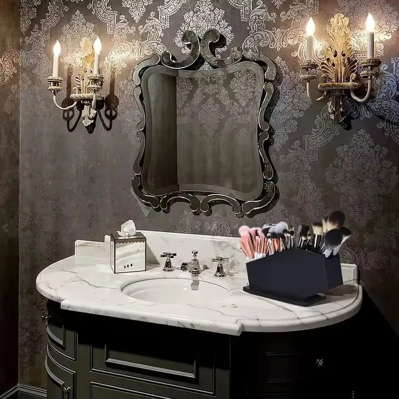 Black Gothic Coffin Shaped Desk Makeup Storage Organkser