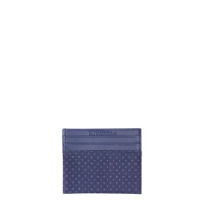 BLUE LEATHER AND SILK CREDIT CARD HOLDER