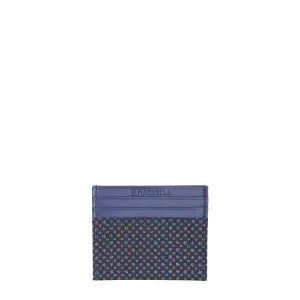 BLUE LEATHER AND SILK CREDIT CARD HOLDER