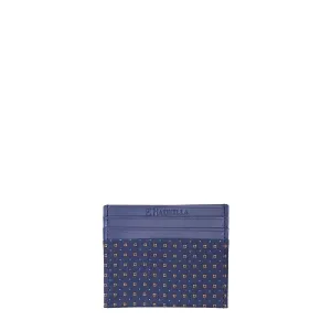 BLUE LEATHER AND SILK CREDIT CARD HOLDER