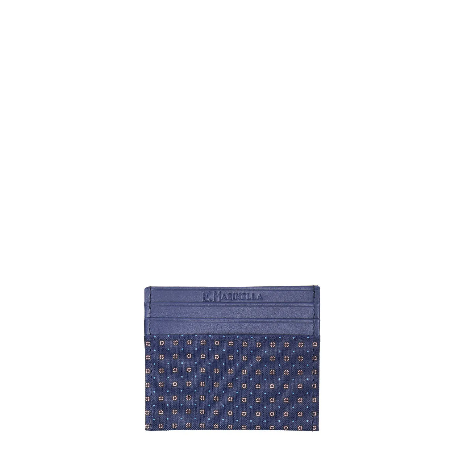BLUE LEATHER AND SILK CREDIT CARD HOLDER