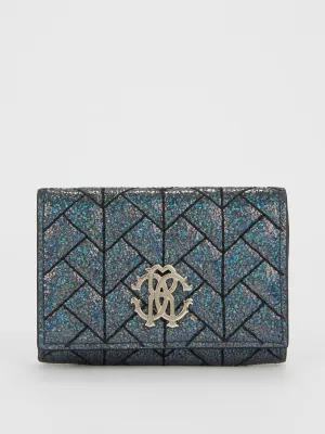 Blue Nappa Glitter Card Case