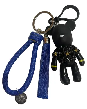 Blue Tassel Blue Leather Key Chain