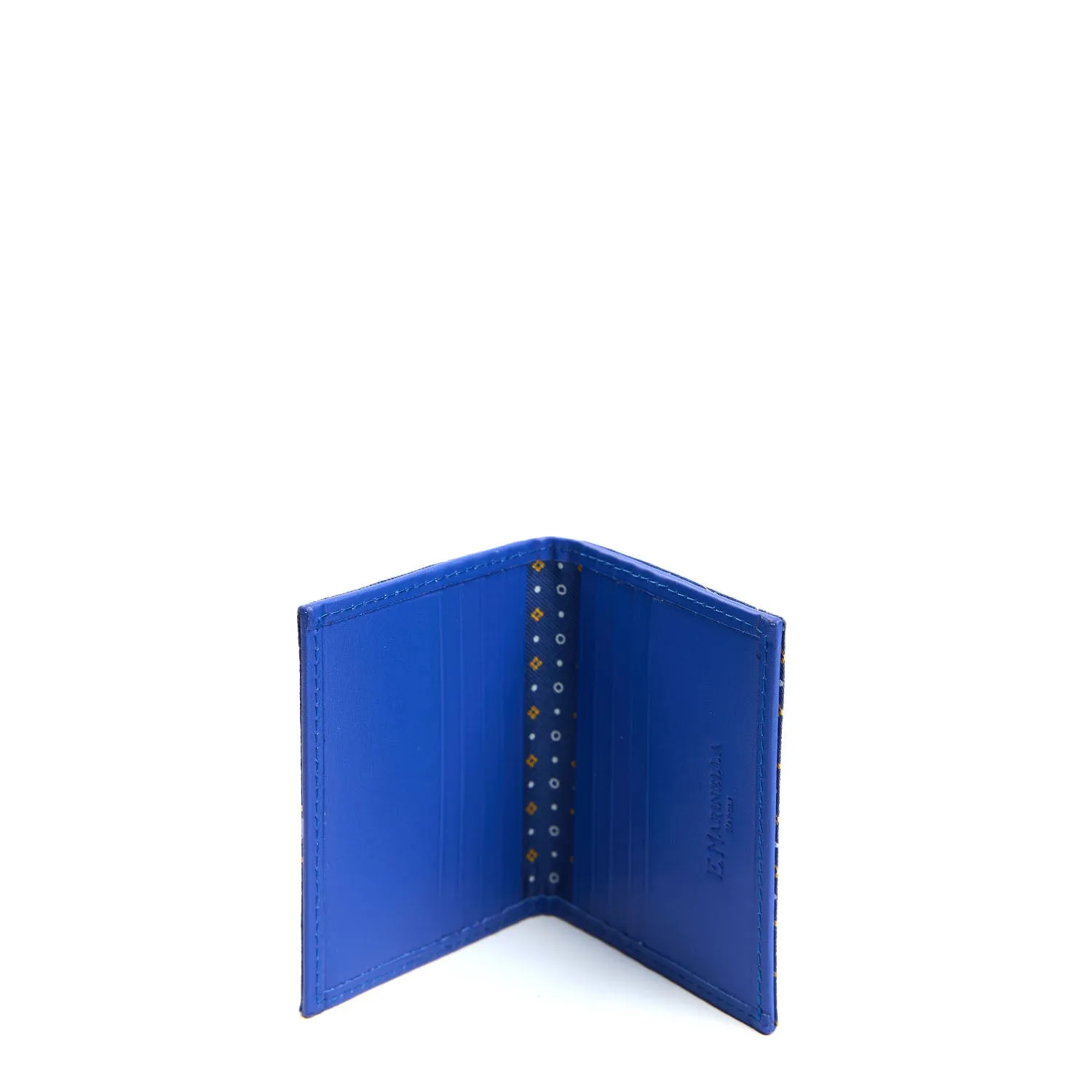 BLUETTE SILK AND LEATHER FOLDING CARD HOLDER