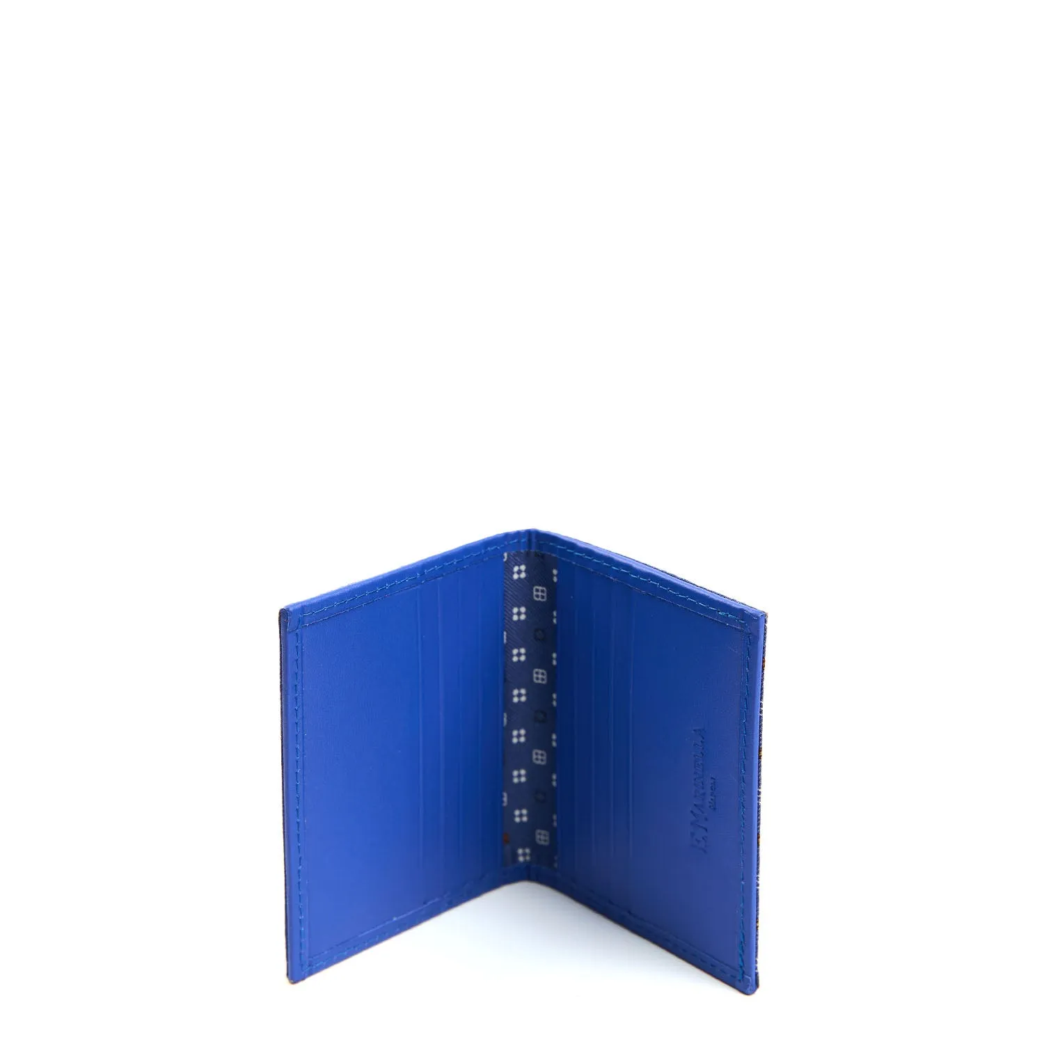 BLUETTE SILK AND LEATHER FOLDING CARD HOLDER