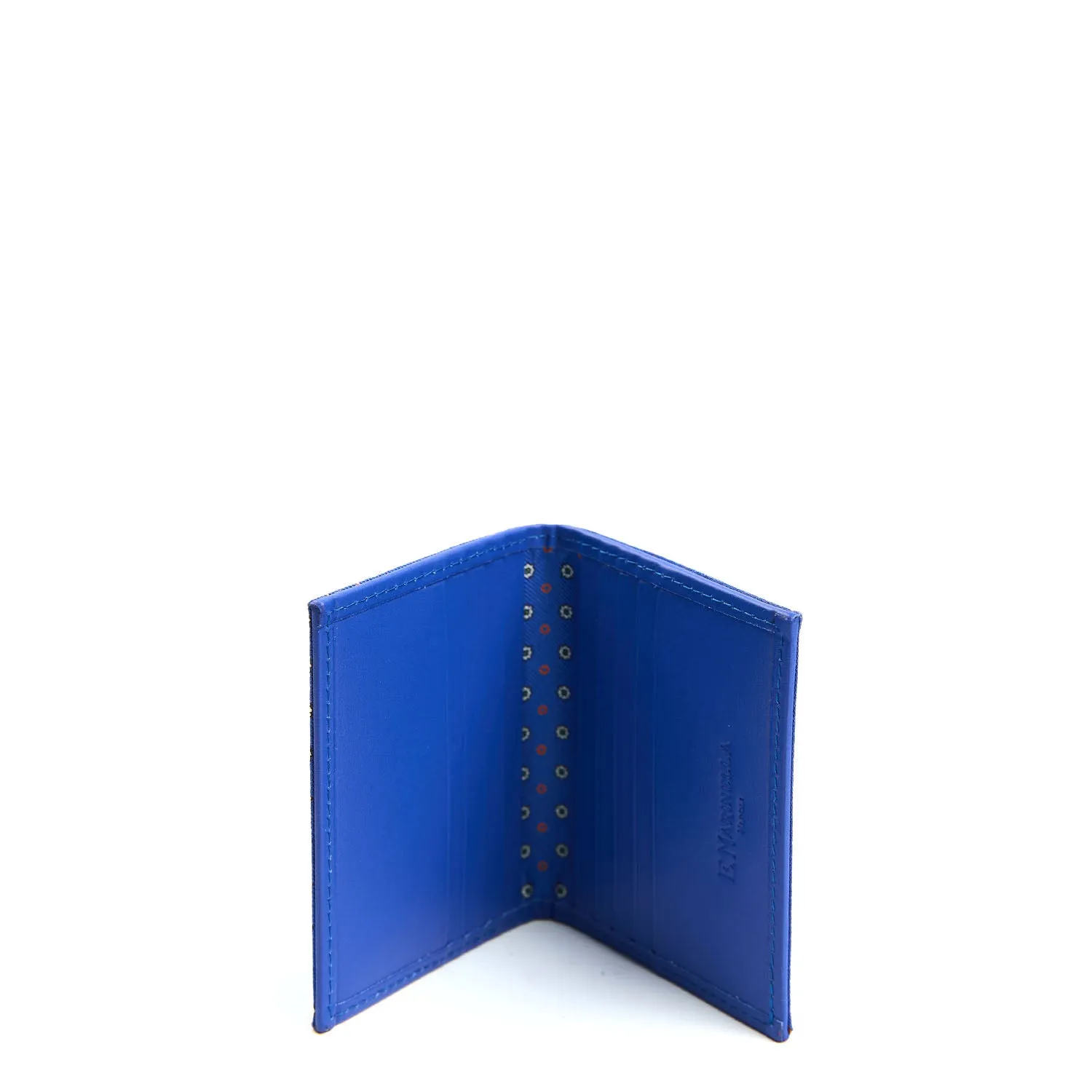 BLUETTE SILK AND LEATHER FOLDING CARD HOLDER